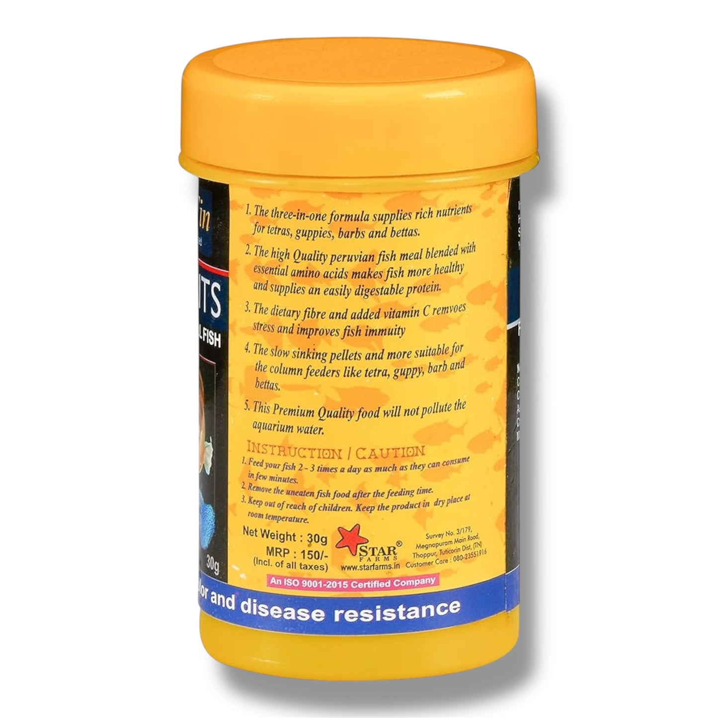 Red Fin Micro Bits Fish Food for Tetra, Guppy, Barb, Betta & Small Tropical Fish – 53% High Protein Formula – Supports Growth, Natural Color & Immunity – 30gm