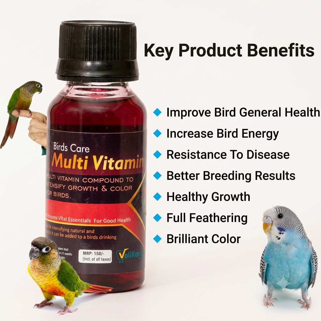 Birds Care Multivitamin 60ml for All Birds | Feather Growth & Overall Health Supplement