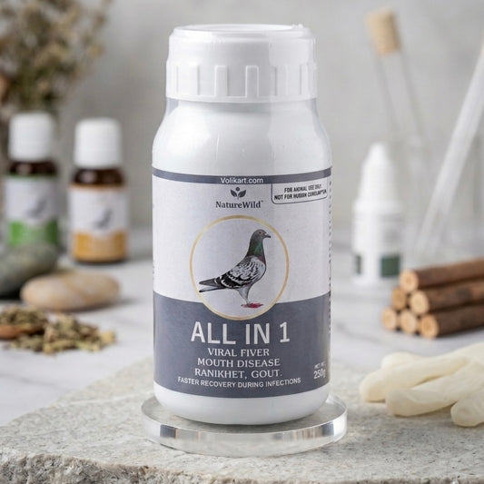 NatureWild All in 1 Bird Viral Care Powder 250g for Pigeons | Mouth Disease, Ranikhet & Gout Support | Volikart