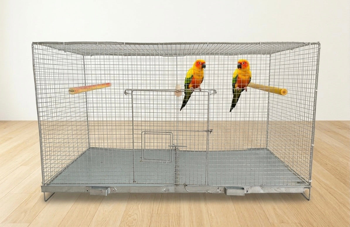Folding Bird Cage 47 x 21 x 21 Inch with Metal Tray Double Gate for Sun Conure Cockatiel Jenday Conure Small Parrots