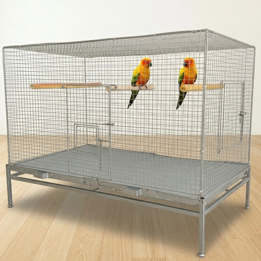 Folding Bird Cage 47 x 21 x 21 Inch with Metal Tray Double Gate for Sun Conure Cockatiel Jenday Conure Small Parrots