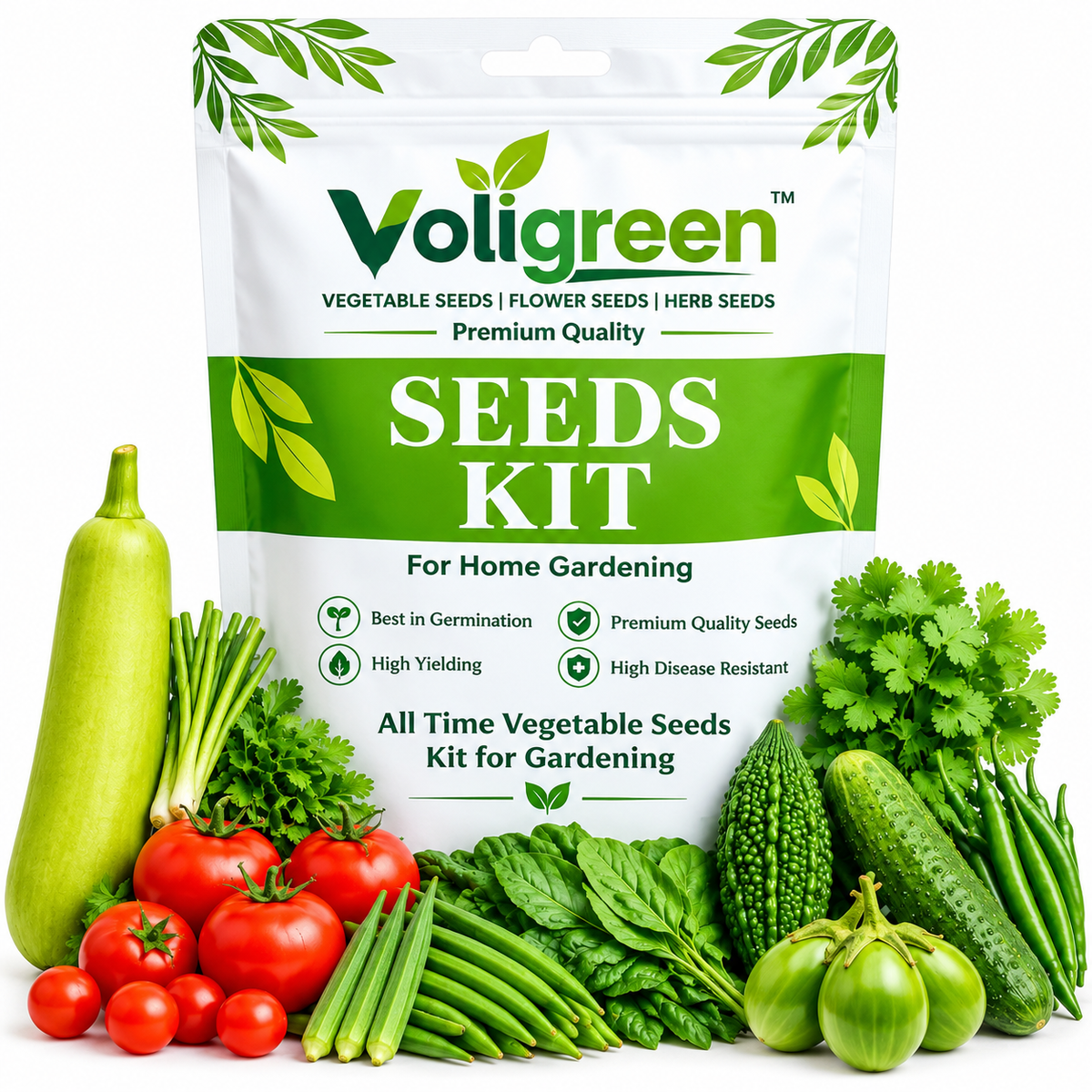 VoliGreen 10 Vegetable Seeds Combo Pack for Home, Terrace & Kitchen Garden