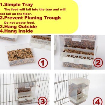 Volikart Bird Automatic Seed Feeder 300ml for Mess-Free Feeding Cage Bird
